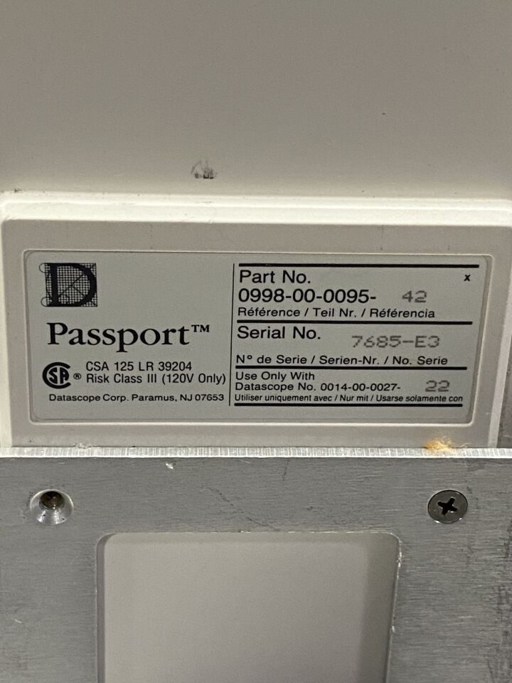 DATASCOPE Passport 0998-00-0096-42 Monitor