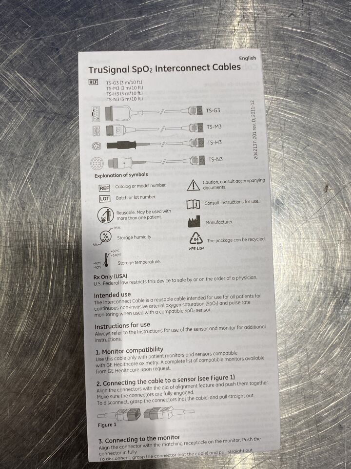 GE TruSignal TS-H3 SPO2 Probe