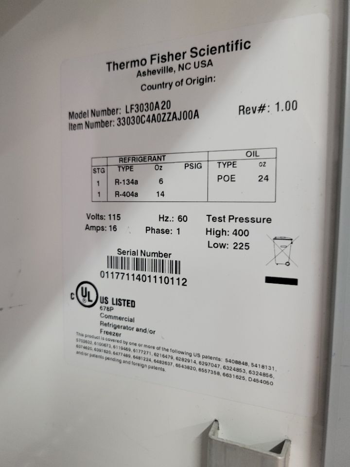 THERMO FISHER LF3030A20 Lab Freezer