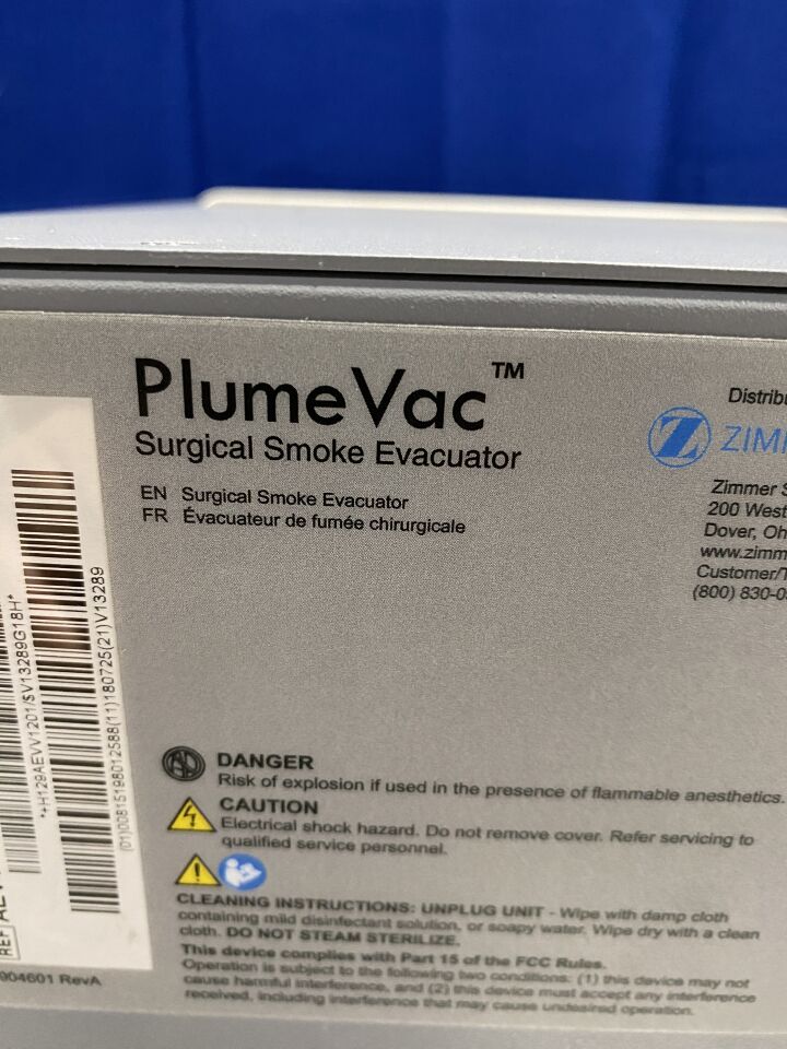 ZIMMER BIOMET PlumeVac AEVV!20 Smoke Evacuator