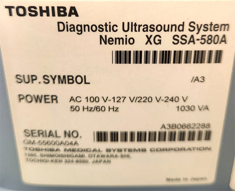 Toshiba Nemio XG SSA-580A Ultrasound